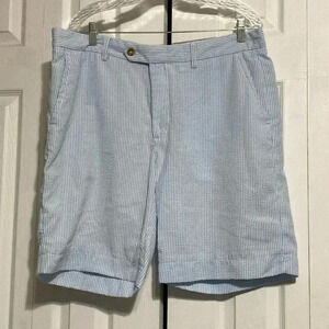 Men’s seersucker blue & white Fairway & Greene F&G Tech shorts